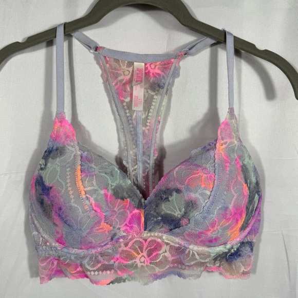 Victoria's Secret Other - Victoria's Secret Pastel Multicolor Lace Racerback Push Up Bralette